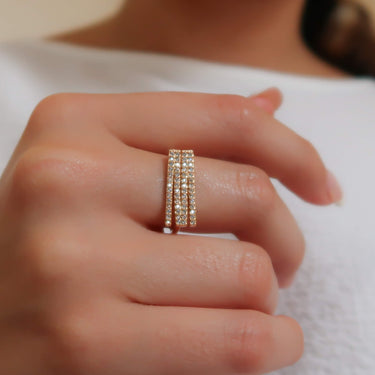 Gold CZ Initial Ring